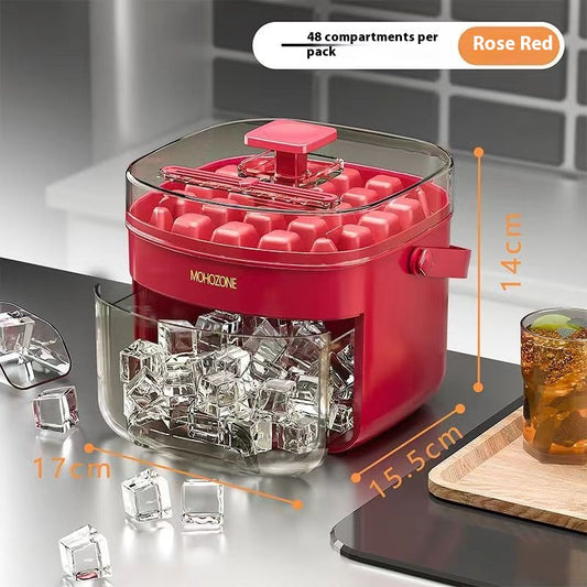 Press-Type Convenient Outdoor Portable Ice Tray Large Capacity Ice Bucket 48 Extra-Large Ice Maker Food Grade Plastic Storage Tray Essential Kitchen Gadget